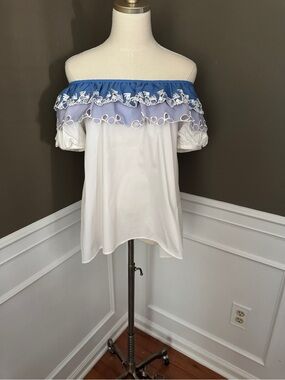 Peter Pilotto Off Shoulder Embroidered Top. U.S. size 6.